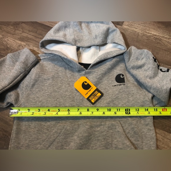 NWT Carhartt Boys Fleece Spell Out Logo Hoodie Sweatshirt size 4 Gray Skater Y2k - Picture 5 of 6